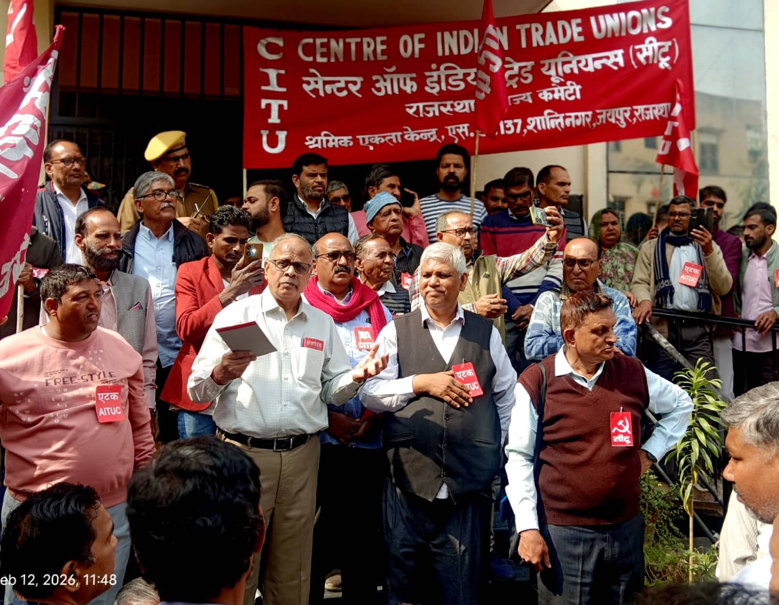 इंटक,एटक,एचएमएस,सीटू राज.सीटू एक्टू, औद्योगिक श्रमिकों ने हड़ताल कर निकाली रैली।